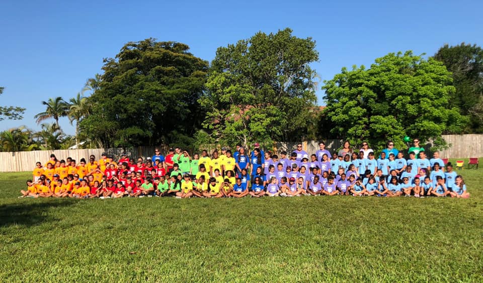 The whole school gathered on the field