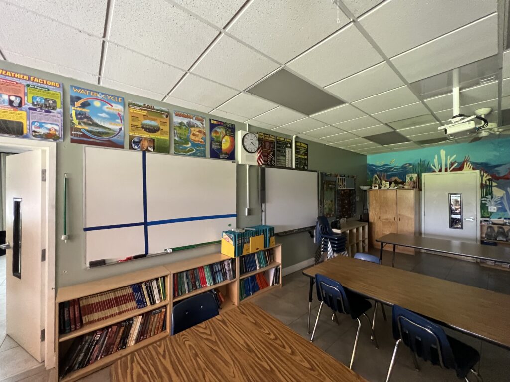 A classroom library corner